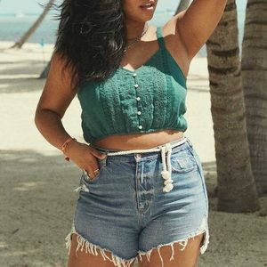 AE Highest Waist Denim Mom Shorts